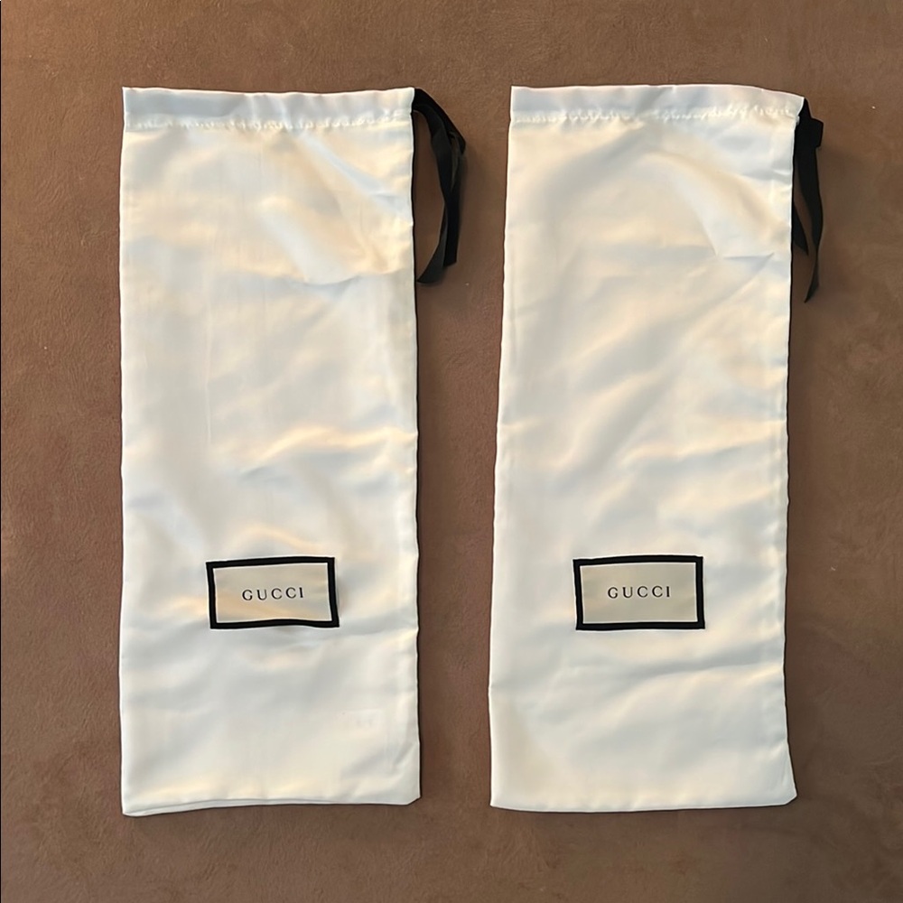 Gucci Ivory Storage Bags with Black Ties